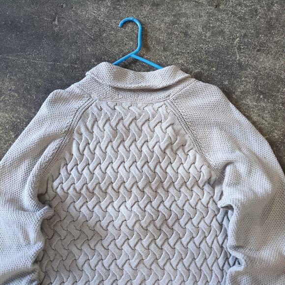 Tasso Elba Cardigan Sweater Mens L Light Gray Tan Cable Knit Preppy Retro Y2K - Picture 4 of 7